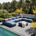 Sofá modular de exterior para 8 personas con 5 sillones, 1 sillón esquinero, 1 chaise longue y 1 puf