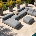 Sofá modular de exterior para 8 personas con 5 sillones, 1 sillón esquinero, 1 chaise longue y 1 puf
