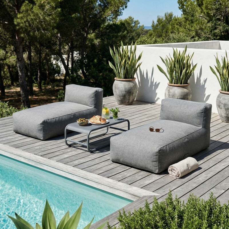 Sofá modular de exterior para 2 personas con 2 chaise longue