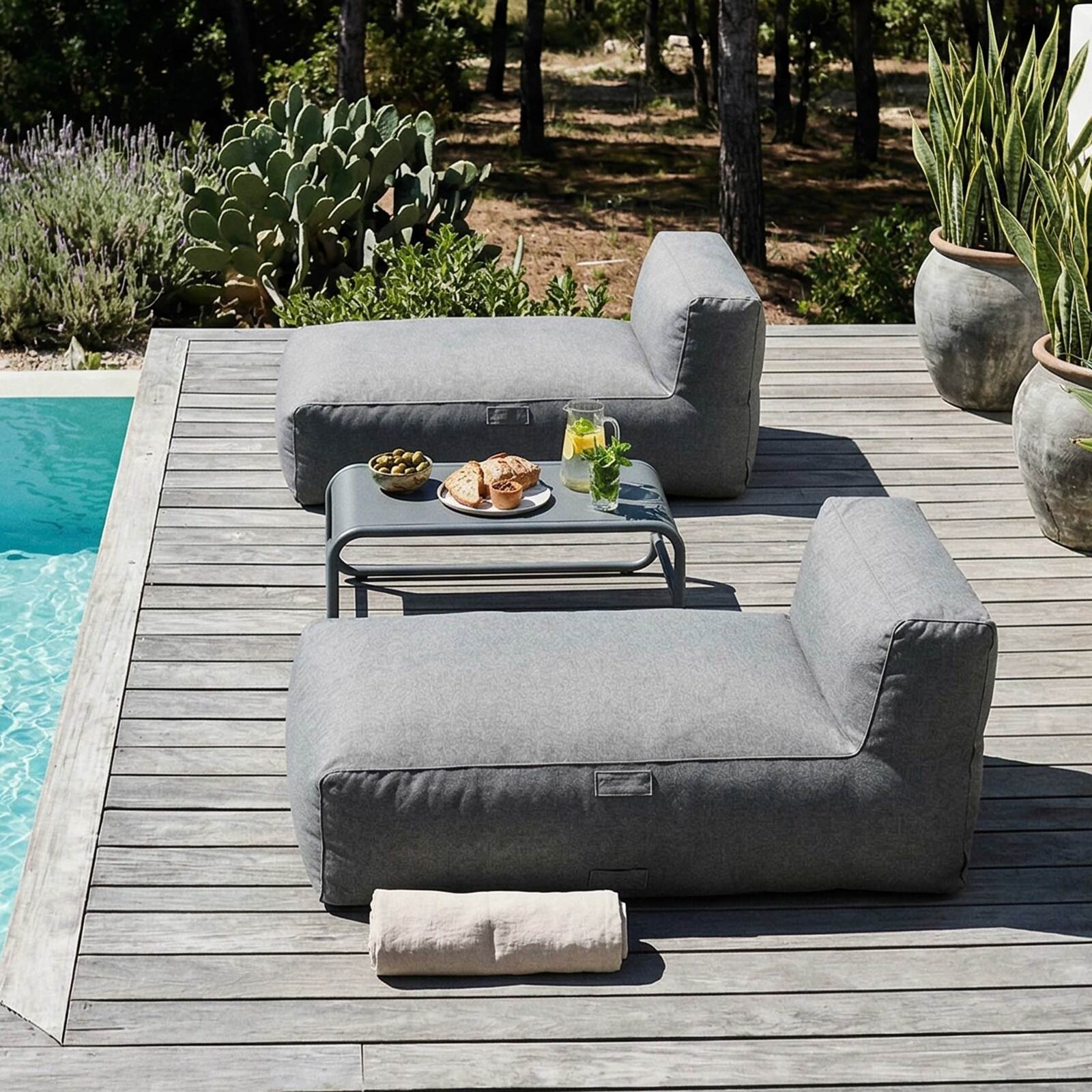 Sofá modular de exterior para 2 personas con 2 chaise longue