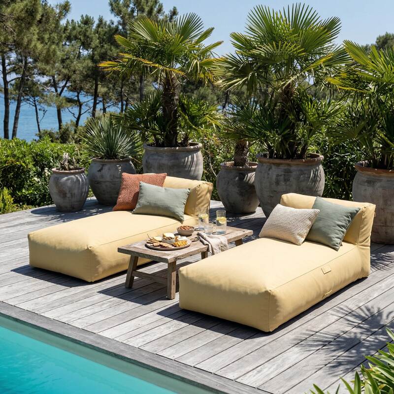 Sofá modular de exterior para 2 personas con 2 chaise longue