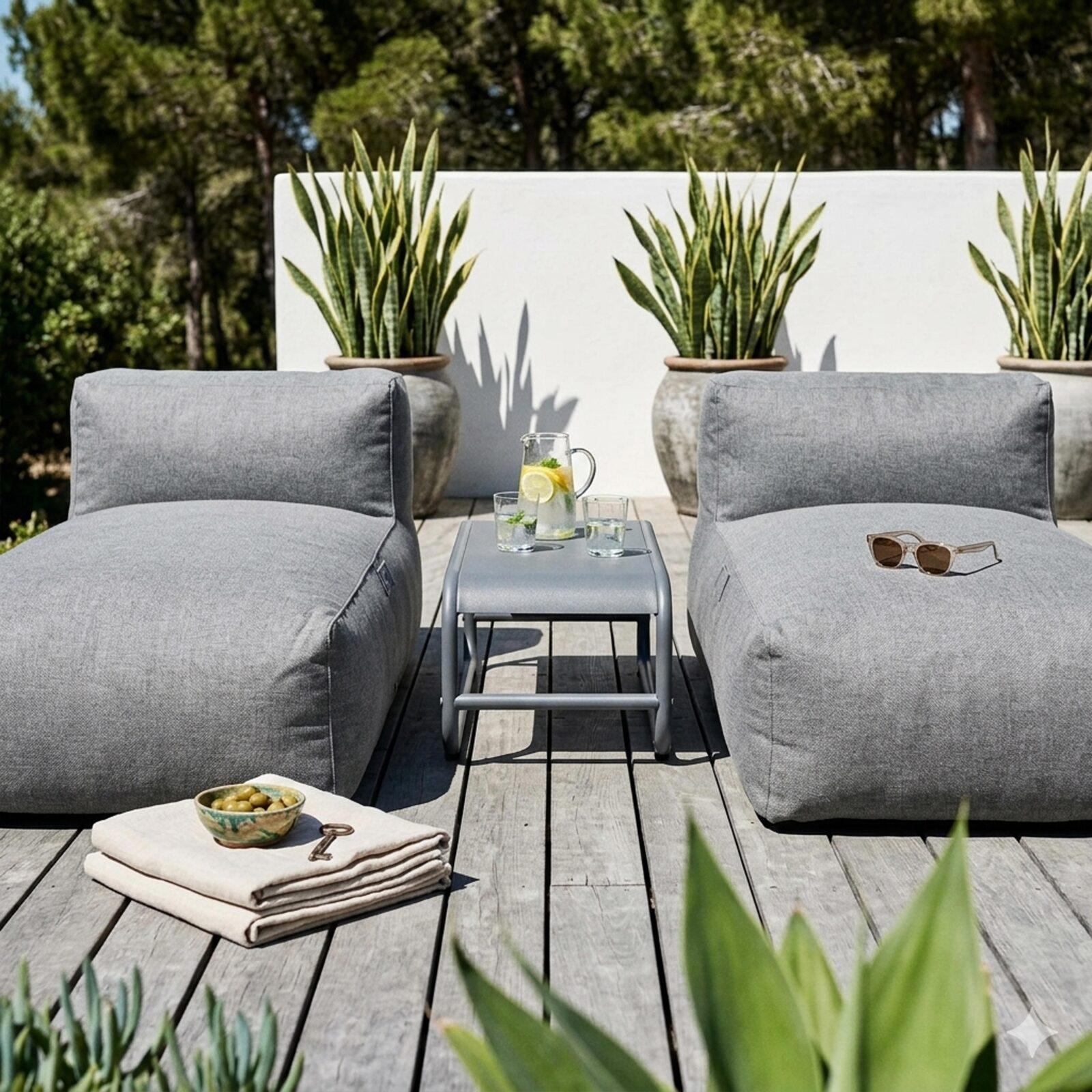 Sofá modular de exterior para 2 personas con 2 chaise longue