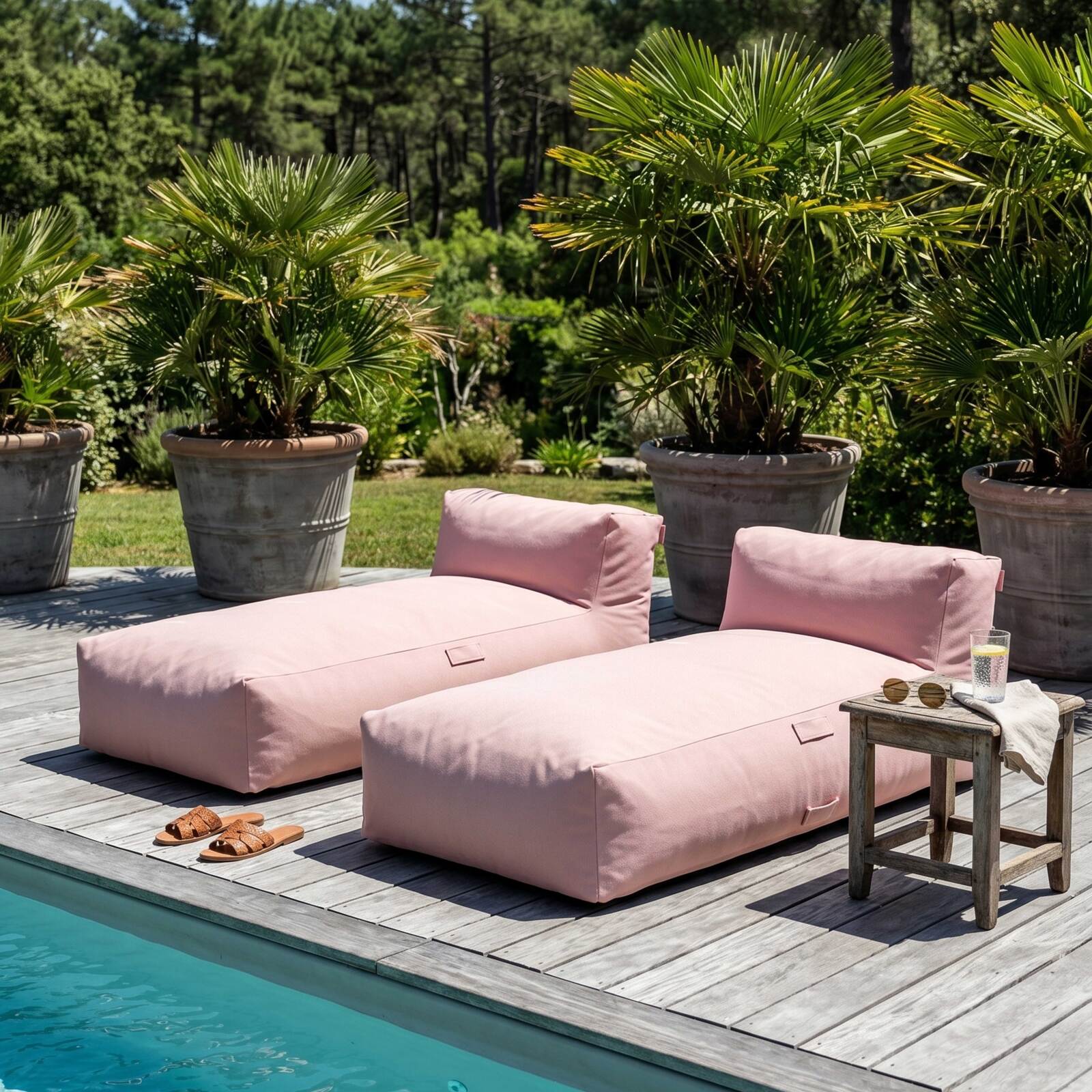 Sofá modular de exterior para 2 personas con 2 chaise longue
