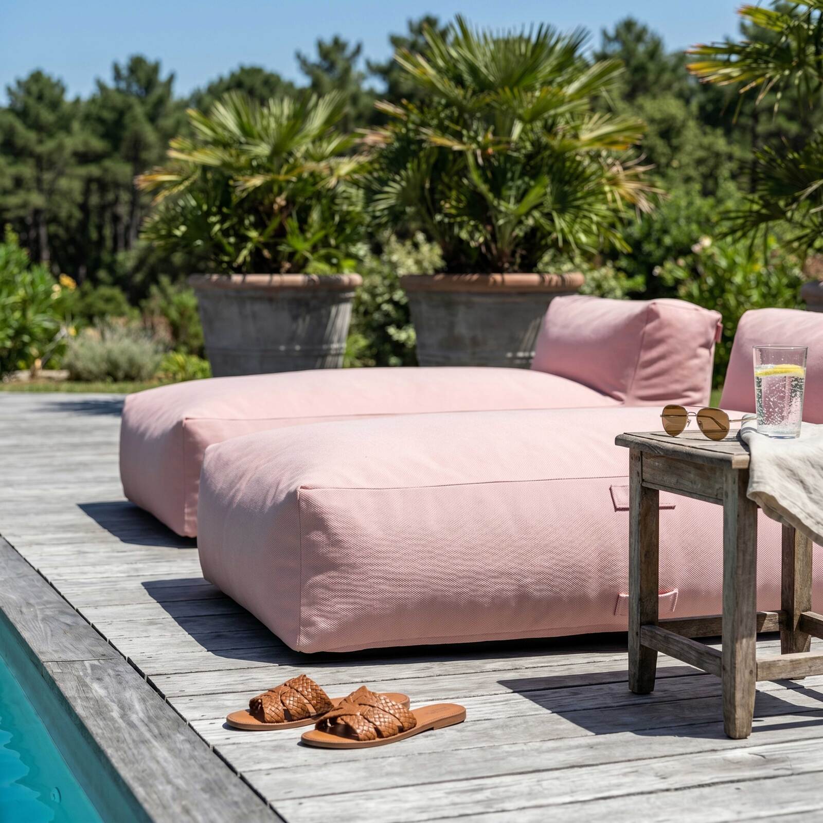 Sofá modular de exterior para 2 personas con 2 chaise longue