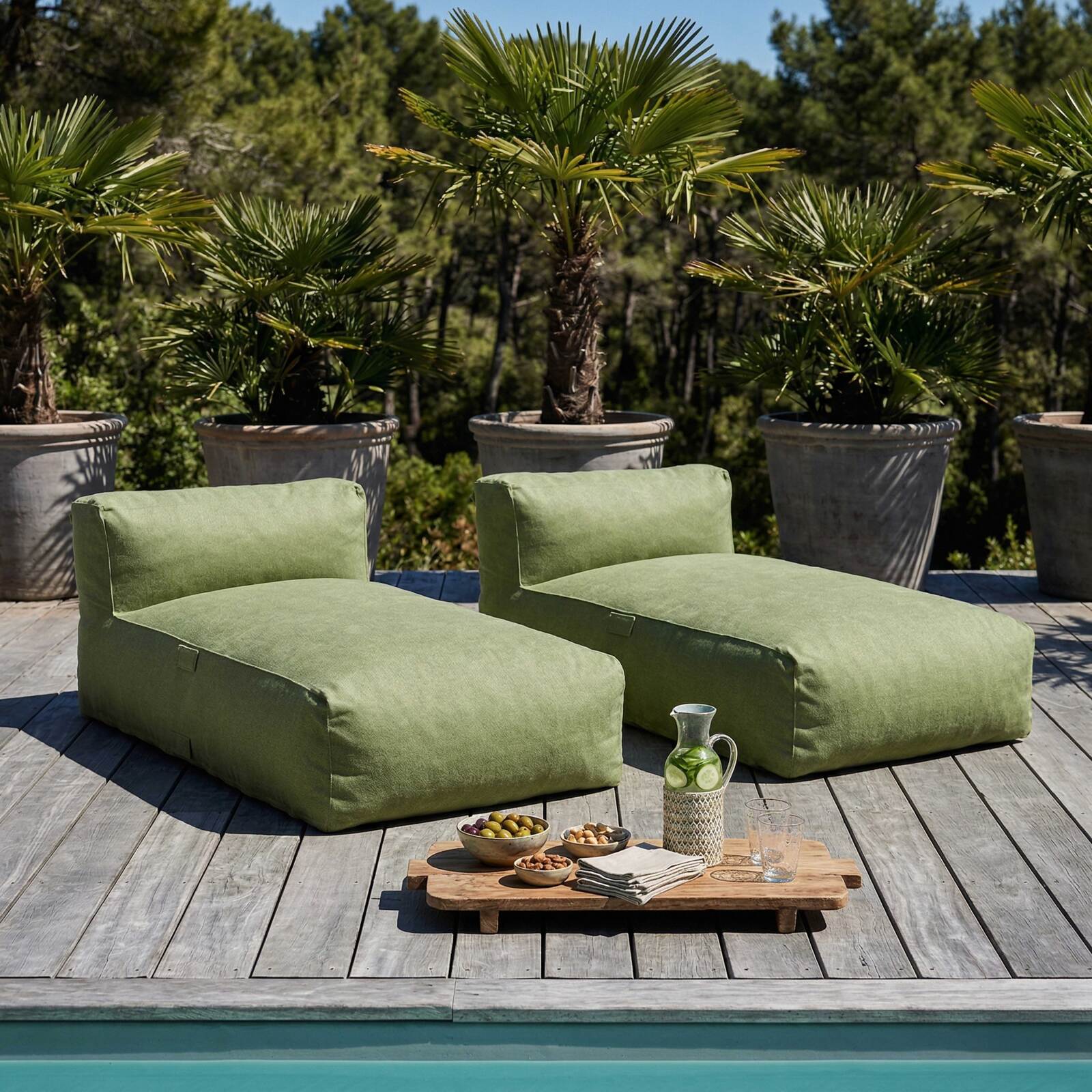 Sofá modular de exterior para 2 personas con 2 chaise longue
