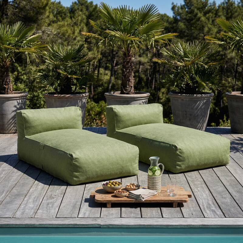Sofá modular de exterior para 2 personas con 2 chaise longue
