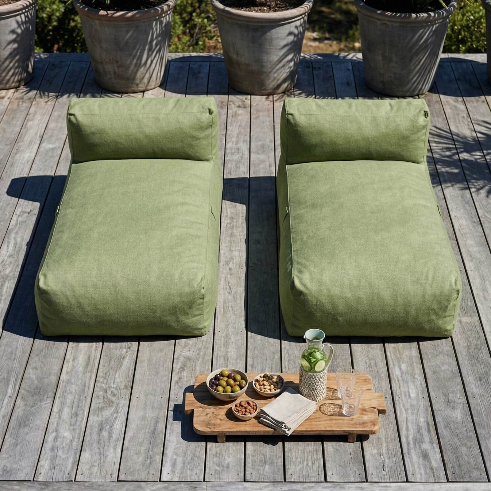 Sofá modular de exterior para 2 personas con 2 chaise longue