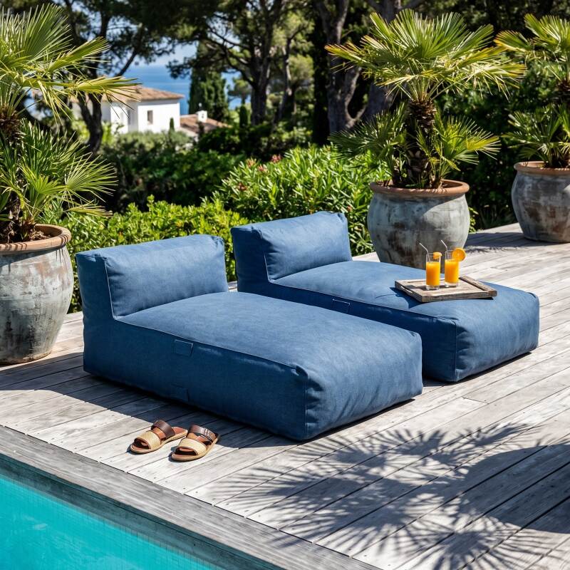 Sofá modular de exterior para 2 personas con 2 chaise longue
