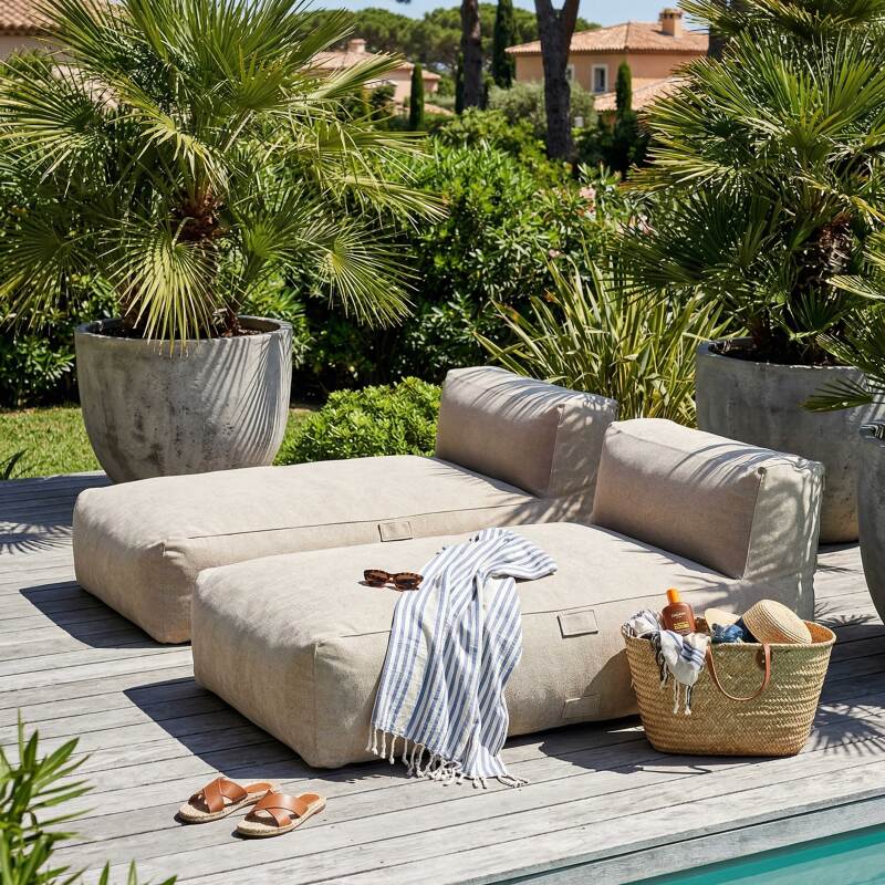 Sofá modular de exterior para 2 personas con 2 chaise longue