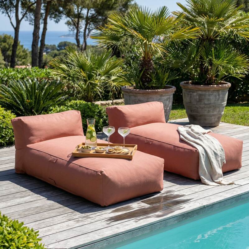 Sofá modular de exterior para 2 personas con 2 chaise longue