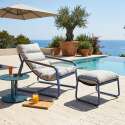 Sillón relax de jardín de metal y textilene con reposapiés