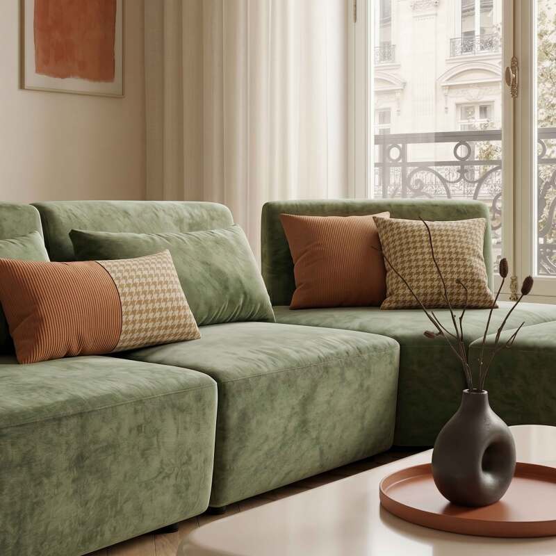 Sofá modular esquinero de 4 plazas de tela con cojines respaldo ajustable (2/8)