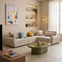 Sofá modular esquinero de 4 plazas de tela con cojines respaldo ajustable