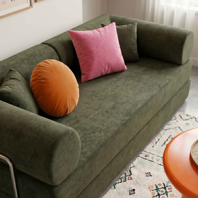 Sofá cama 2 plazas de tela con cojines modulares (2/8)