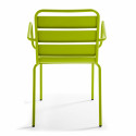 Mesa cuadrada de jardín con tablero plegable 70 x 70 cm y 2 sillas con reposabrazos de metal