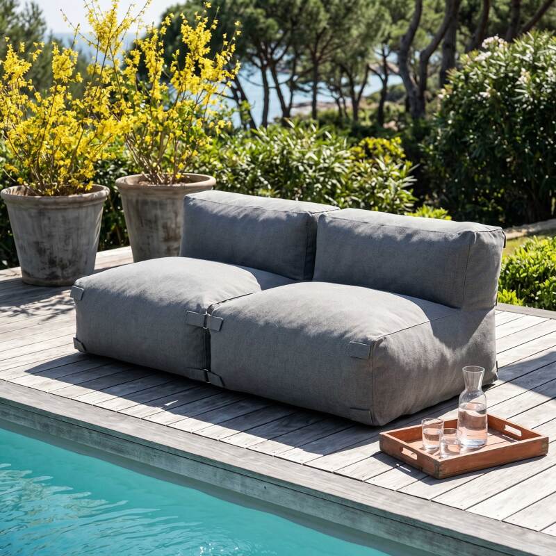 Sofá modular de exterior para 2 personas con 2 sillones