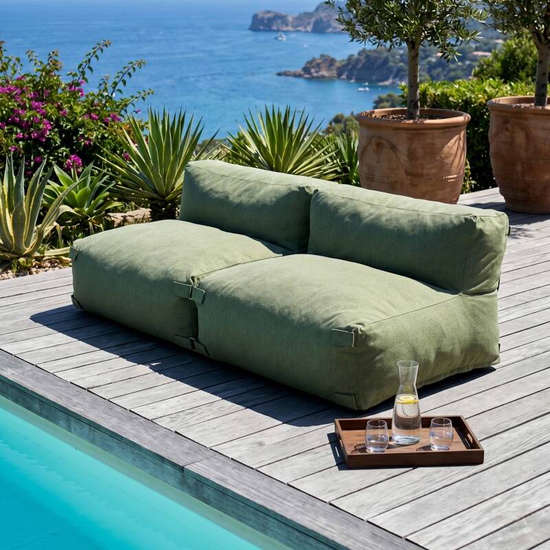 Sofá modular de exterior para 2 personas con 2 sillones