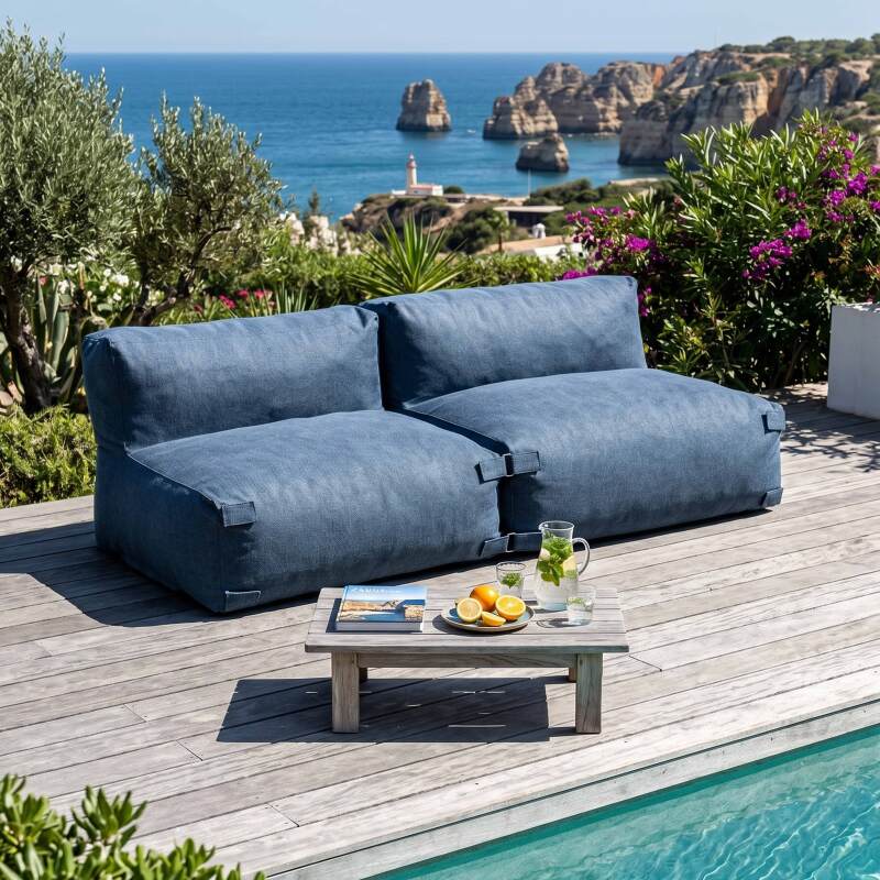 Sofá modular de exterior para 2 personas con 2 sillones