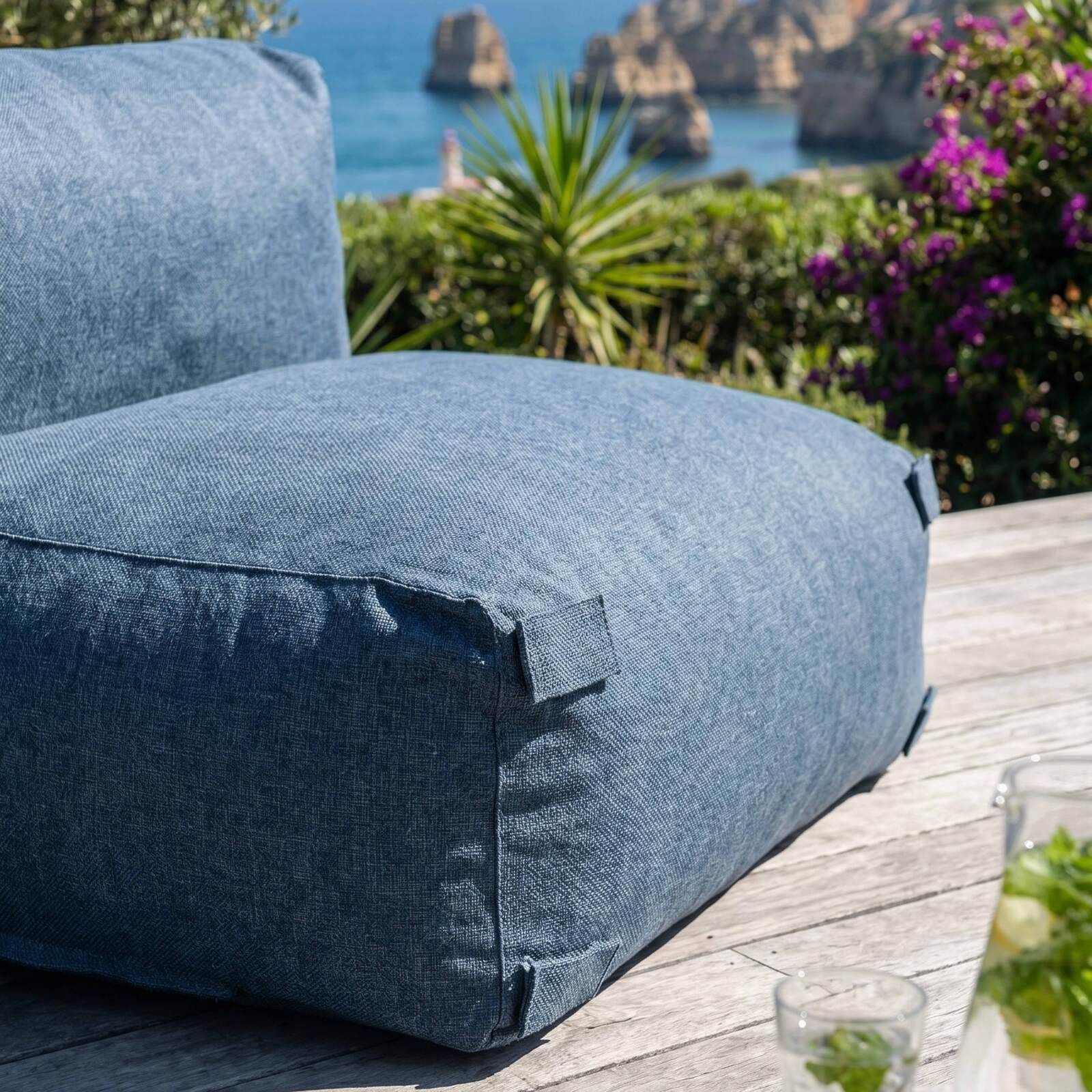 Sofá modular de exterior para 2 personas con 2 sillones
