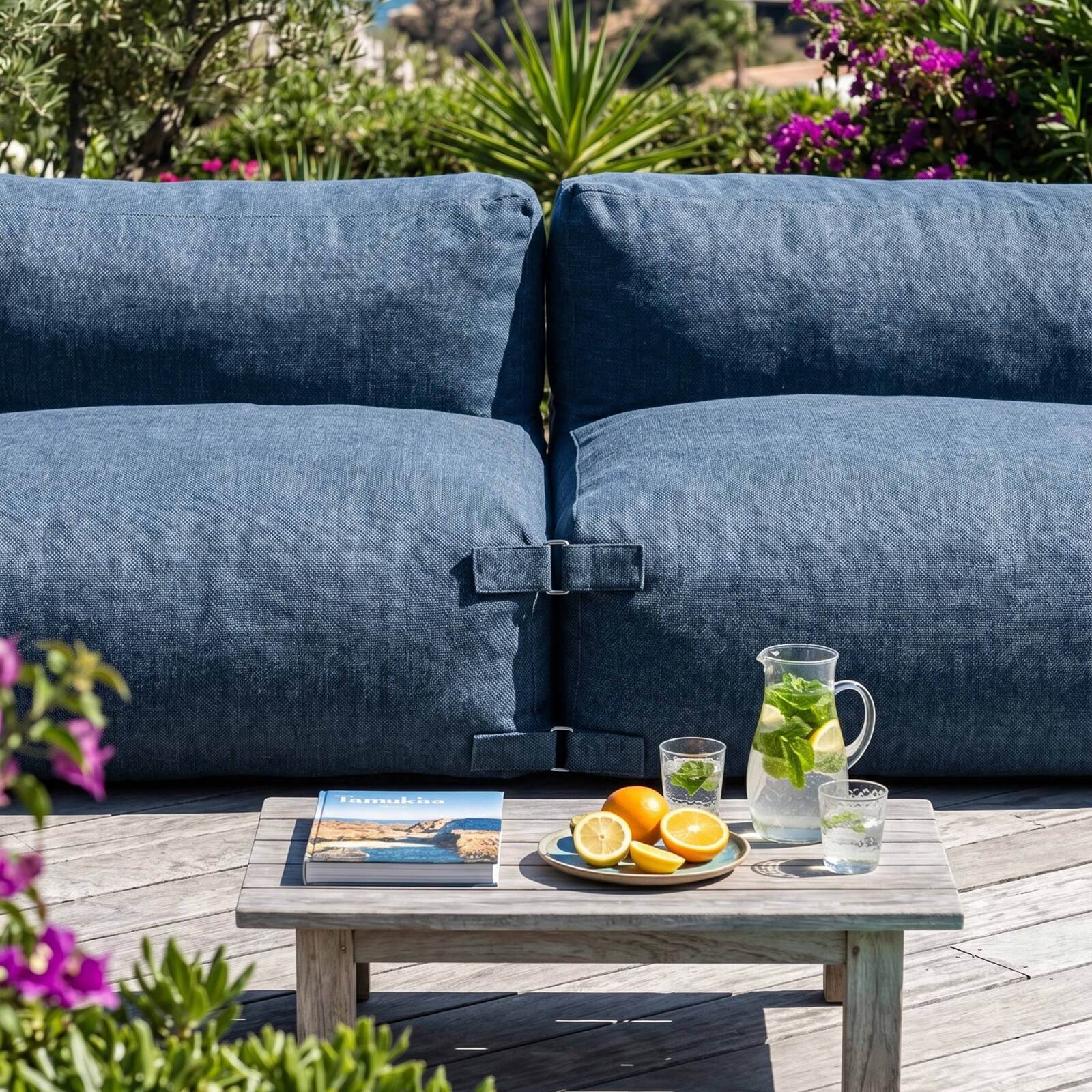 Sofá modular de exterior para 2 personas con 2 sillones