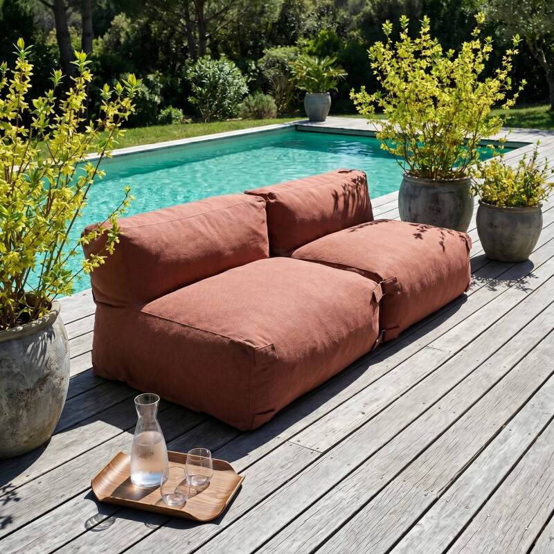 Sofá modular de exterior para 2 personas con 2 sillones