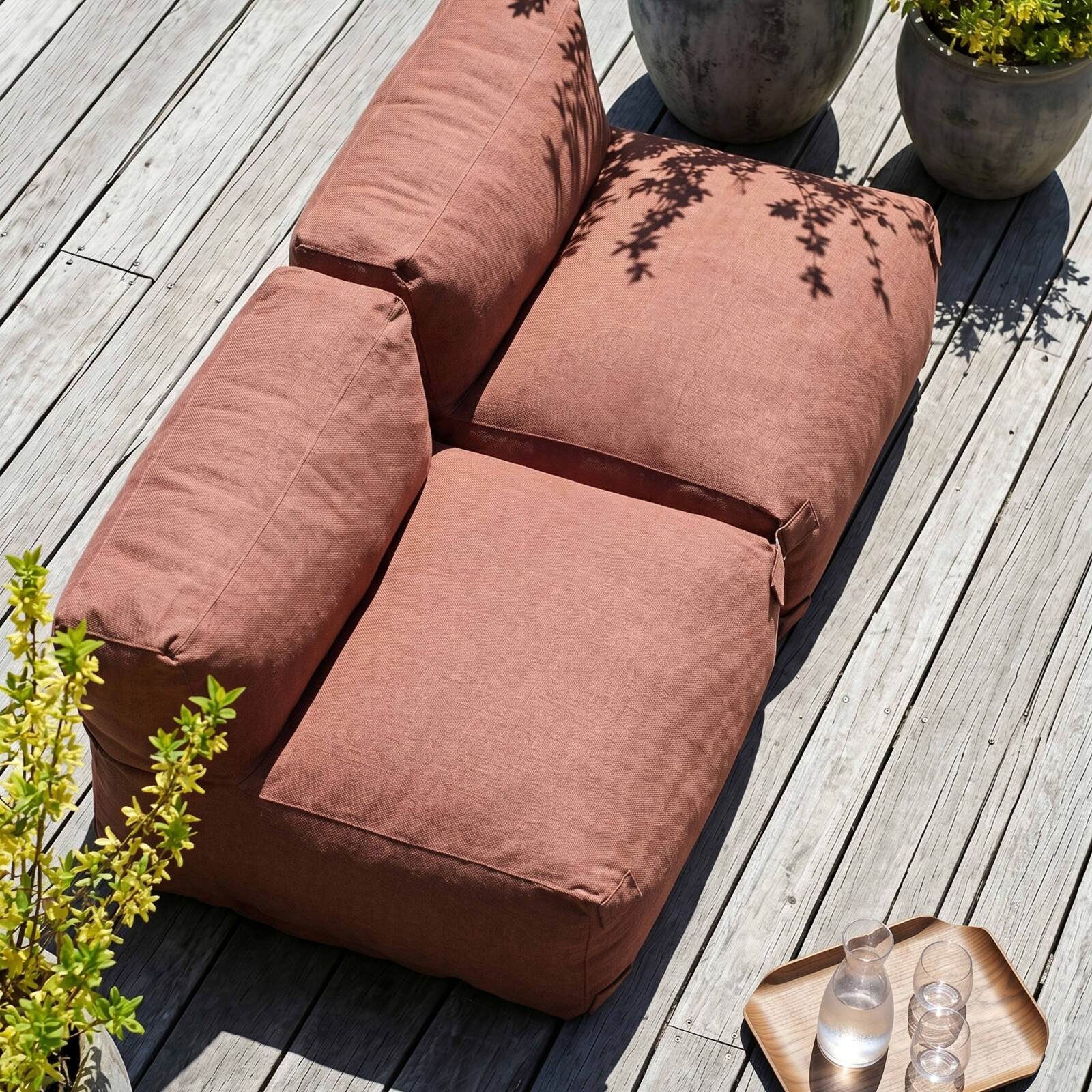 Sofá modular de exterior para 2 personas con 2 sillones