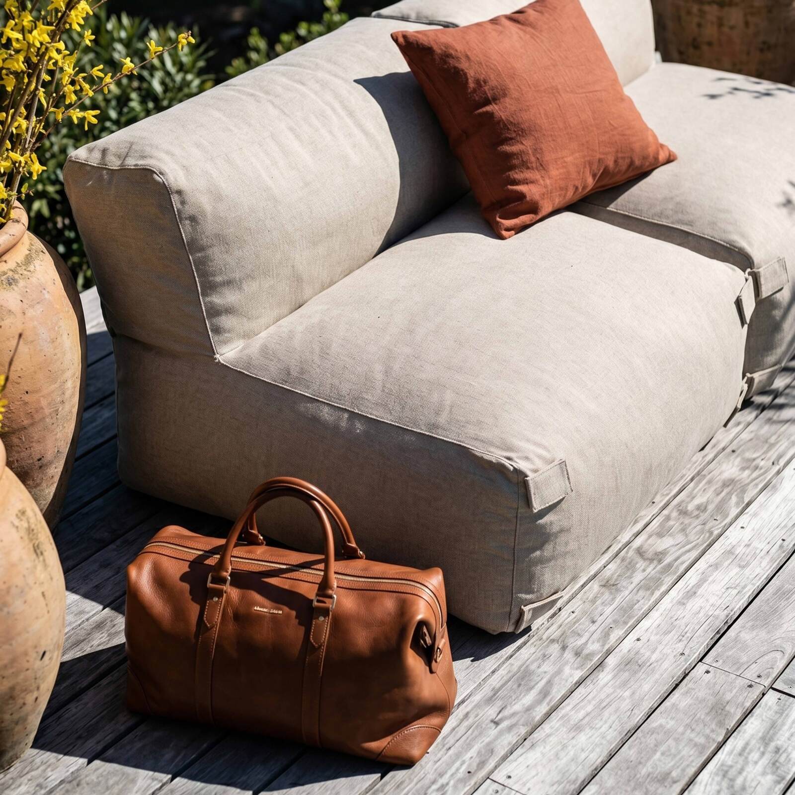 Sofá modular de exterior para 2 personas con 2 sillones