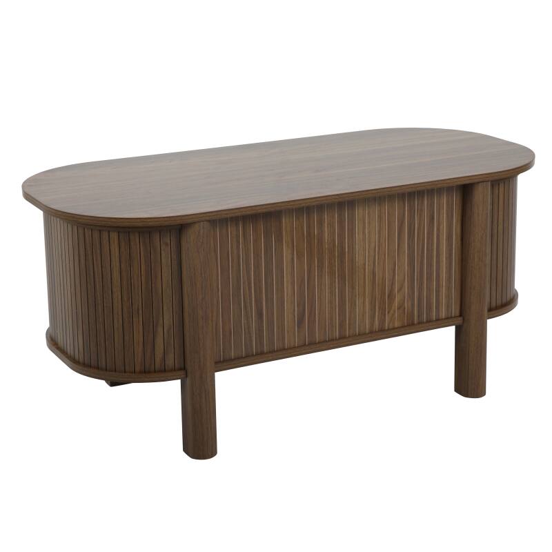 Mesa de centro elevable efecto madera ovalada 100x48 cm