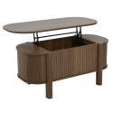 Mesa de centro elevable efecto madera ovalada 100x48 cm
