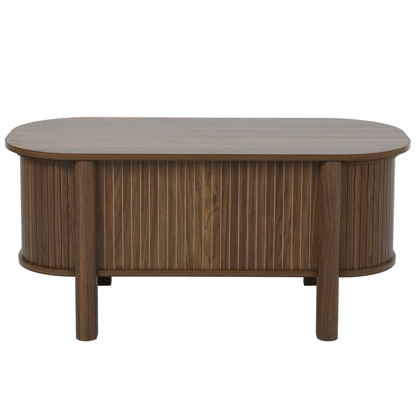 Mesa de centro elevable efecto madera ovalada 100x48 cm