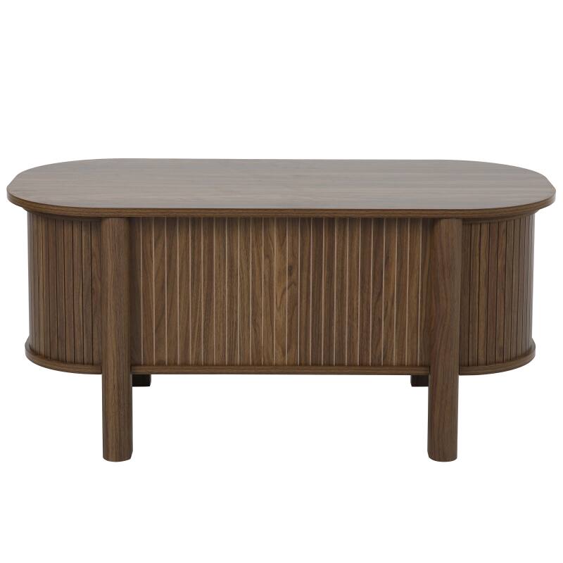 Mesa de centro elevable efecto madera ovalada 100x48 cm (5/7)
