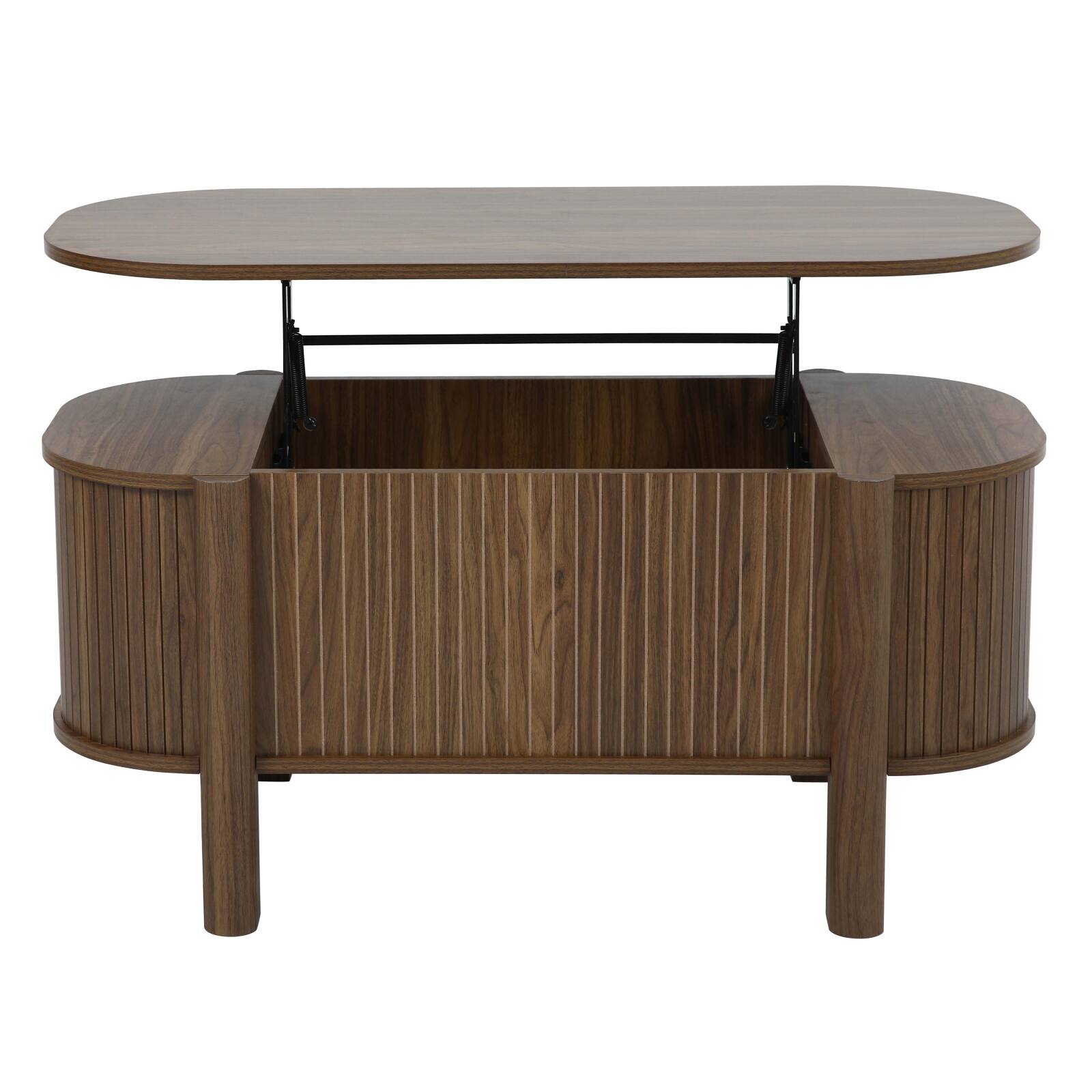 Mesa de centro elevable efecto madera ovalada 100x48 cm