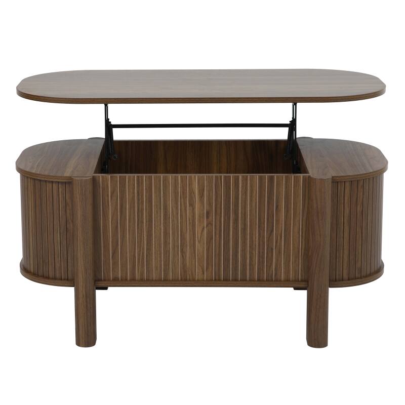 Mesa de centro elevable efecto madera ovalada 100x48 cm (6/7)