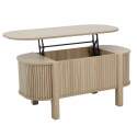 Mesa de centro elevable efecto madera ovalada 100x48 cm