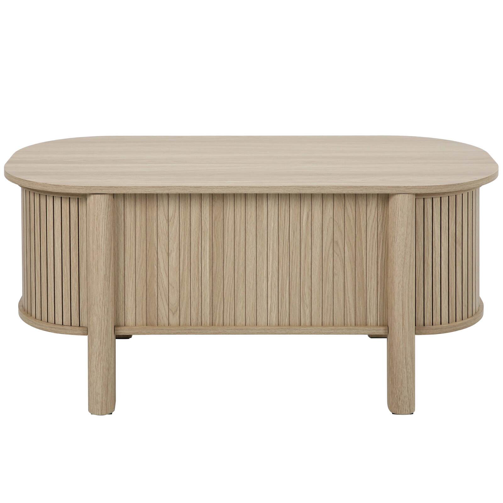 Mesa de centro elevable efecto madera ovalada 100x48 cm