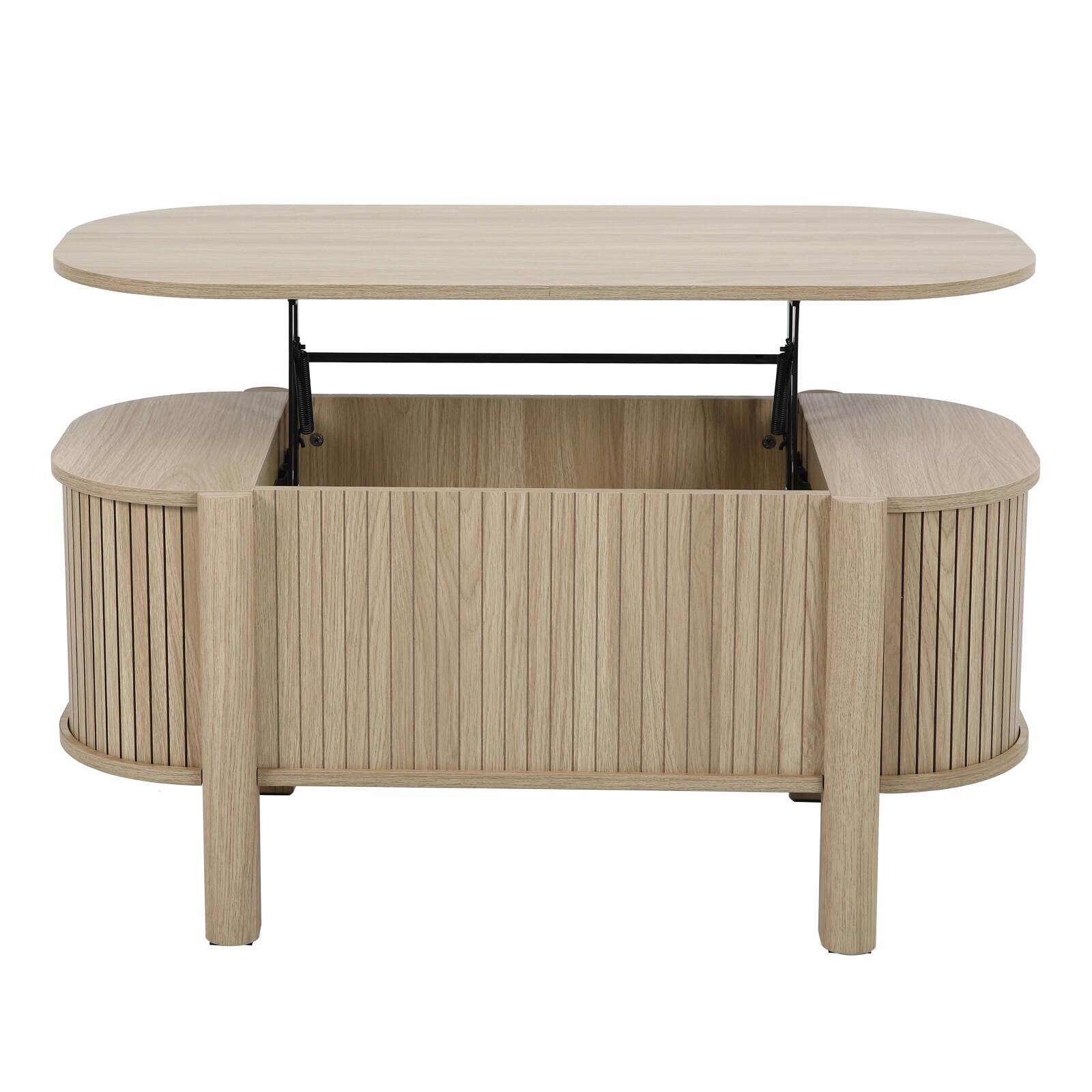 Mesa de centro elevable efecto madera ovalada 100x48 cm