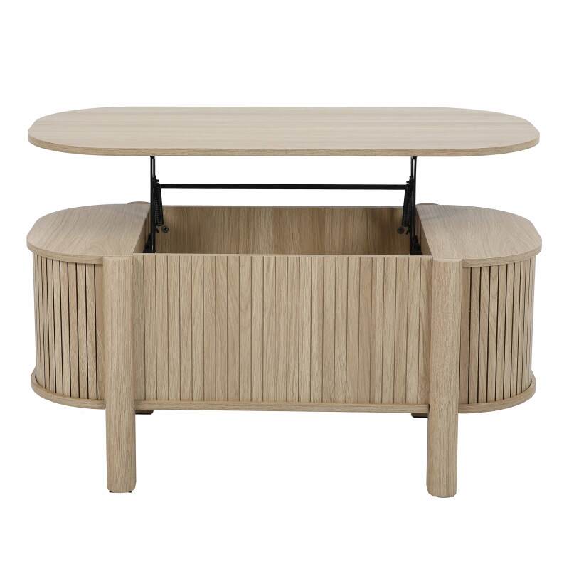 Mesa de centro elevable efecto madera ovalada 100x48 cm (6/7)