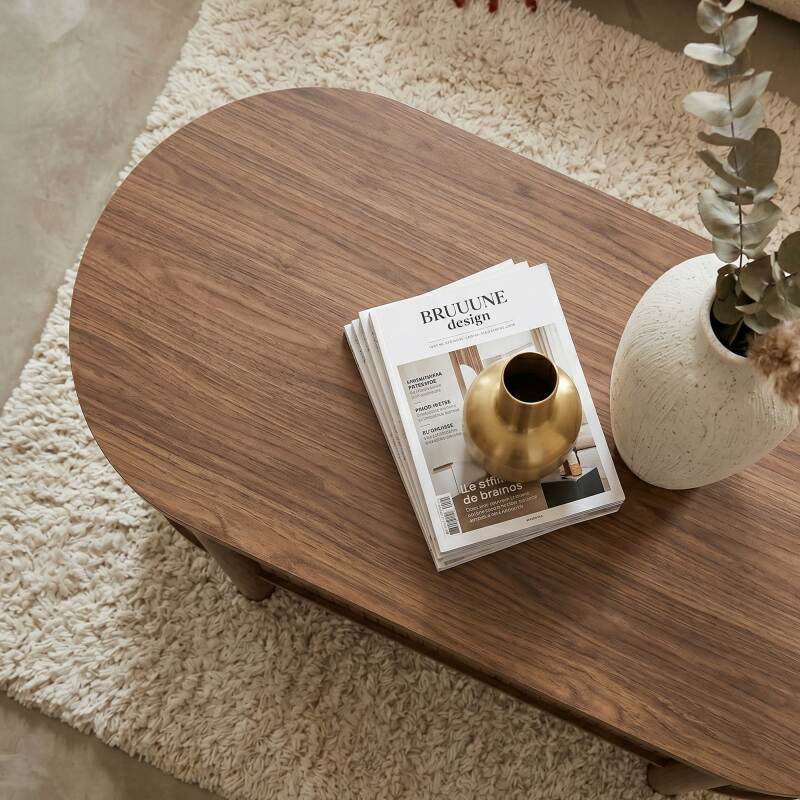 Mesa de centro elevable efecto madera ovalada 100x48 cm (3/7)