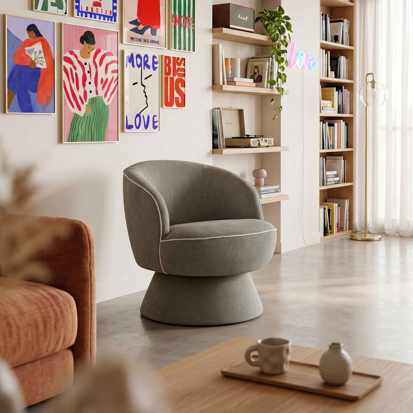 Sillón giratorio de tela