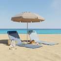 Lote de 2 tumbonas de playa plegables a rayas, azul y gris