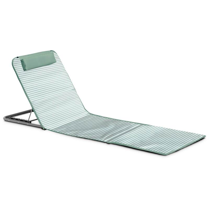 Lote de 2 tumbonas de playa plegables a rayas, amarilla y gris (2/7)