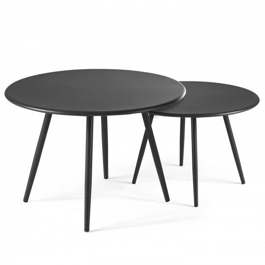 Mesas de centro nido de metal redondas Ø50 y Ø40 cm | Oviala