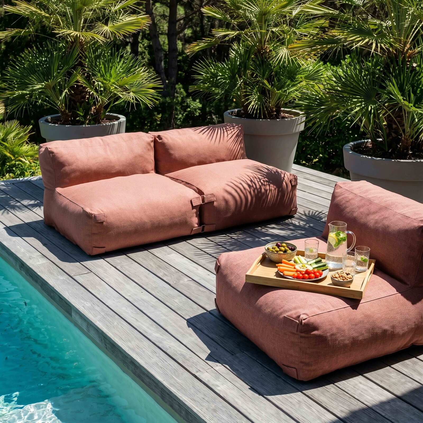 Sofá modular de exterior para 3 personas con 3 sillones
