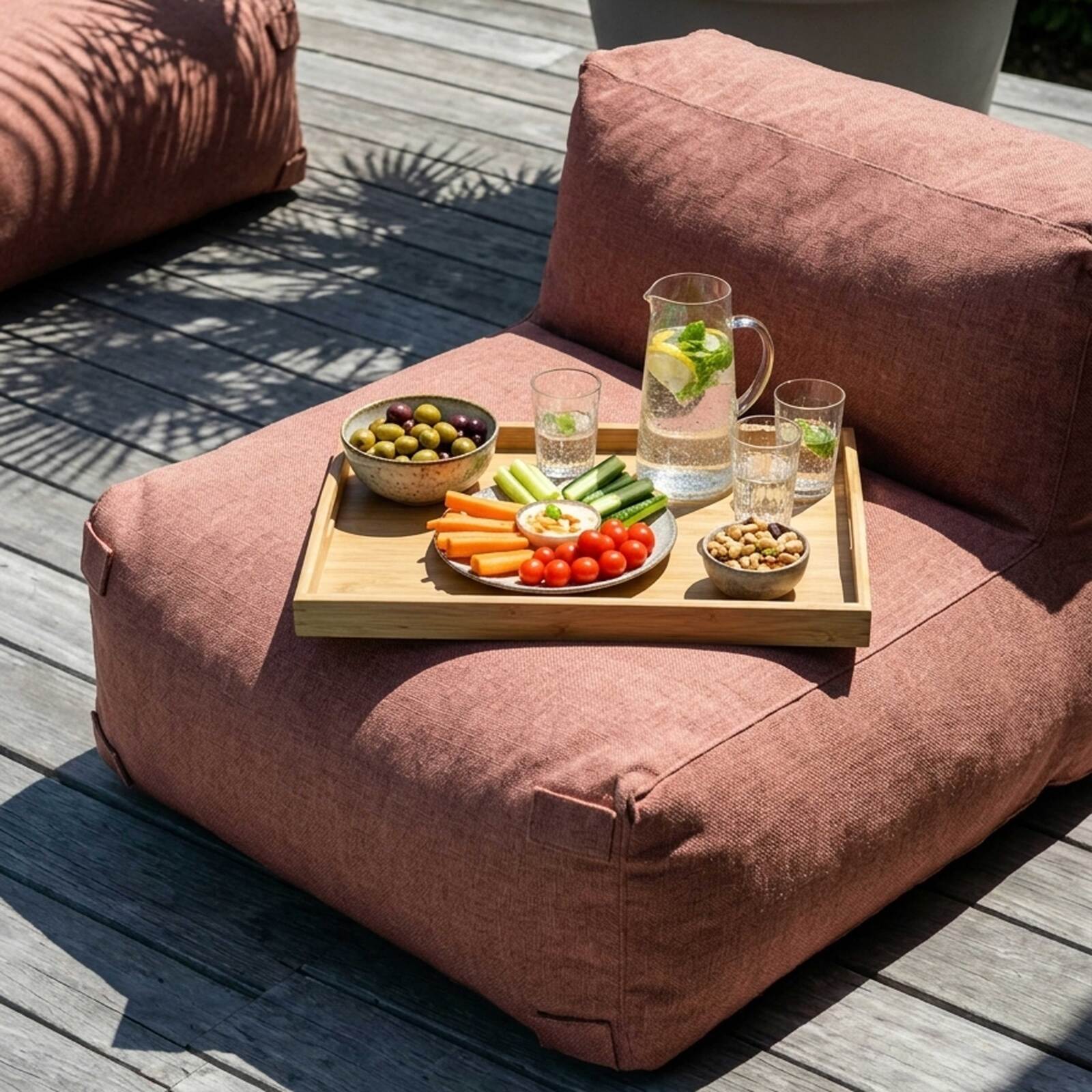 Sofá modular de exterior para 3 personas con 3 sillones