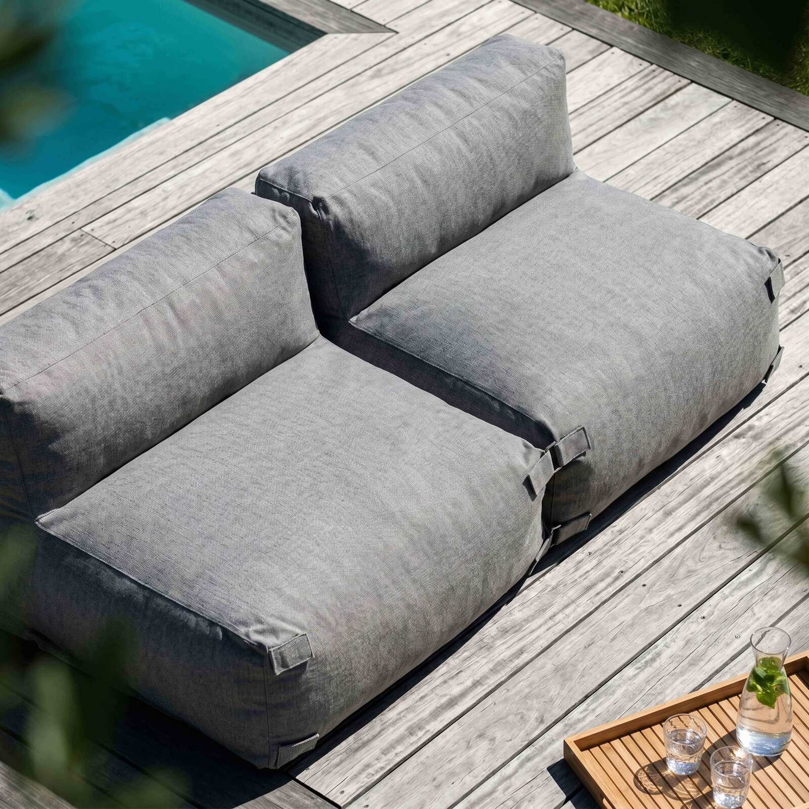 Sofá modular de exterior para 3 personas con 3 sillones