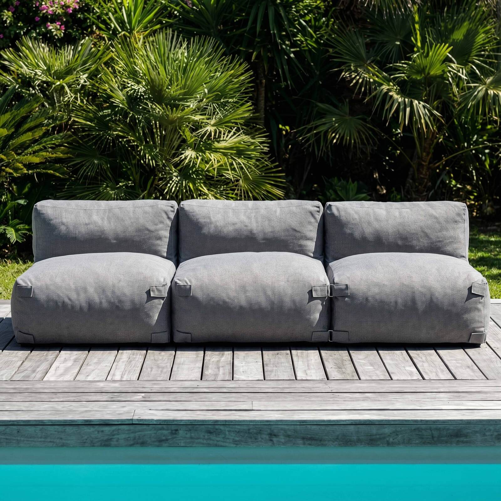 Sofá modular de exterior para 3 personas con 3 sillones