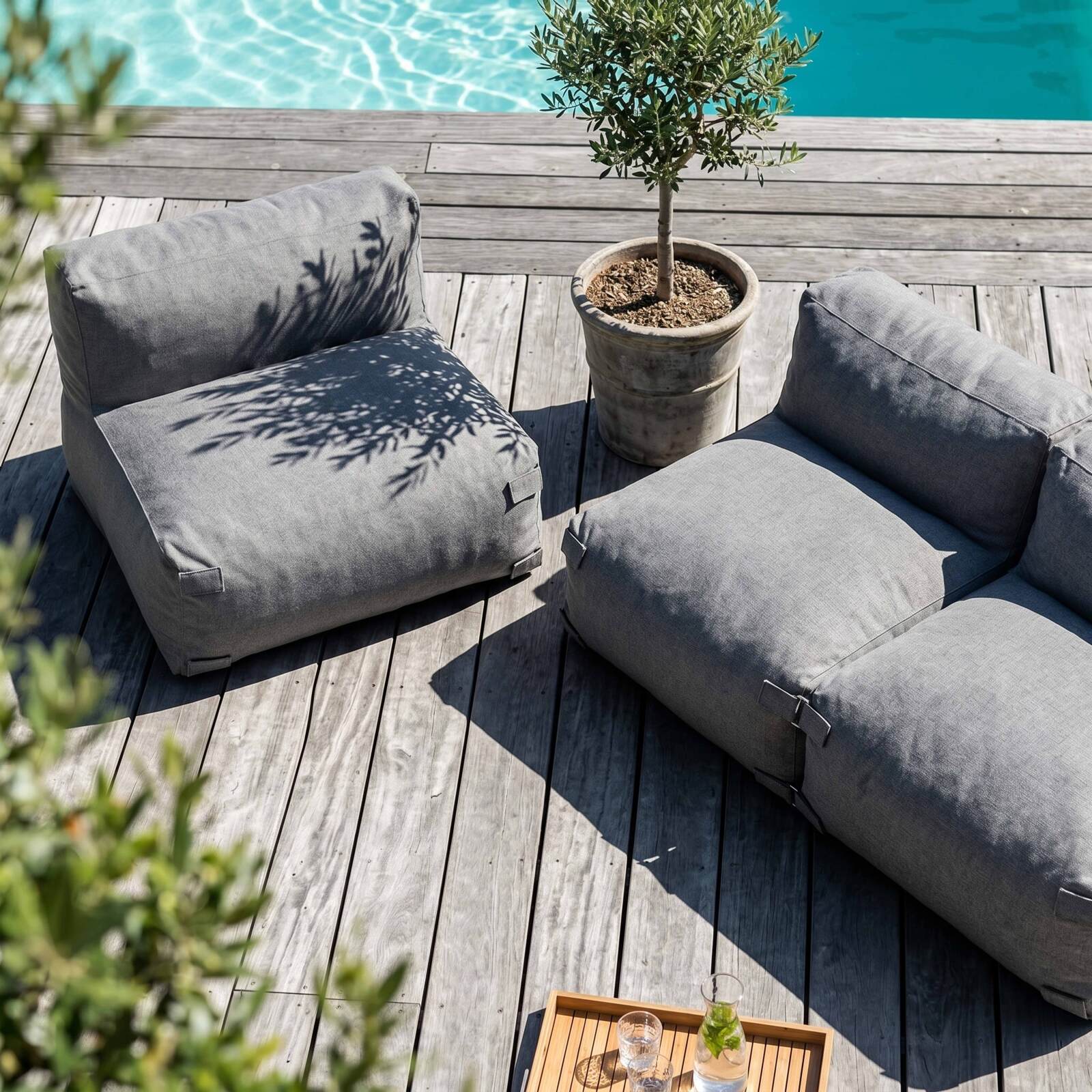 Sofá modular de exterior para 3 personas con 3 sillones