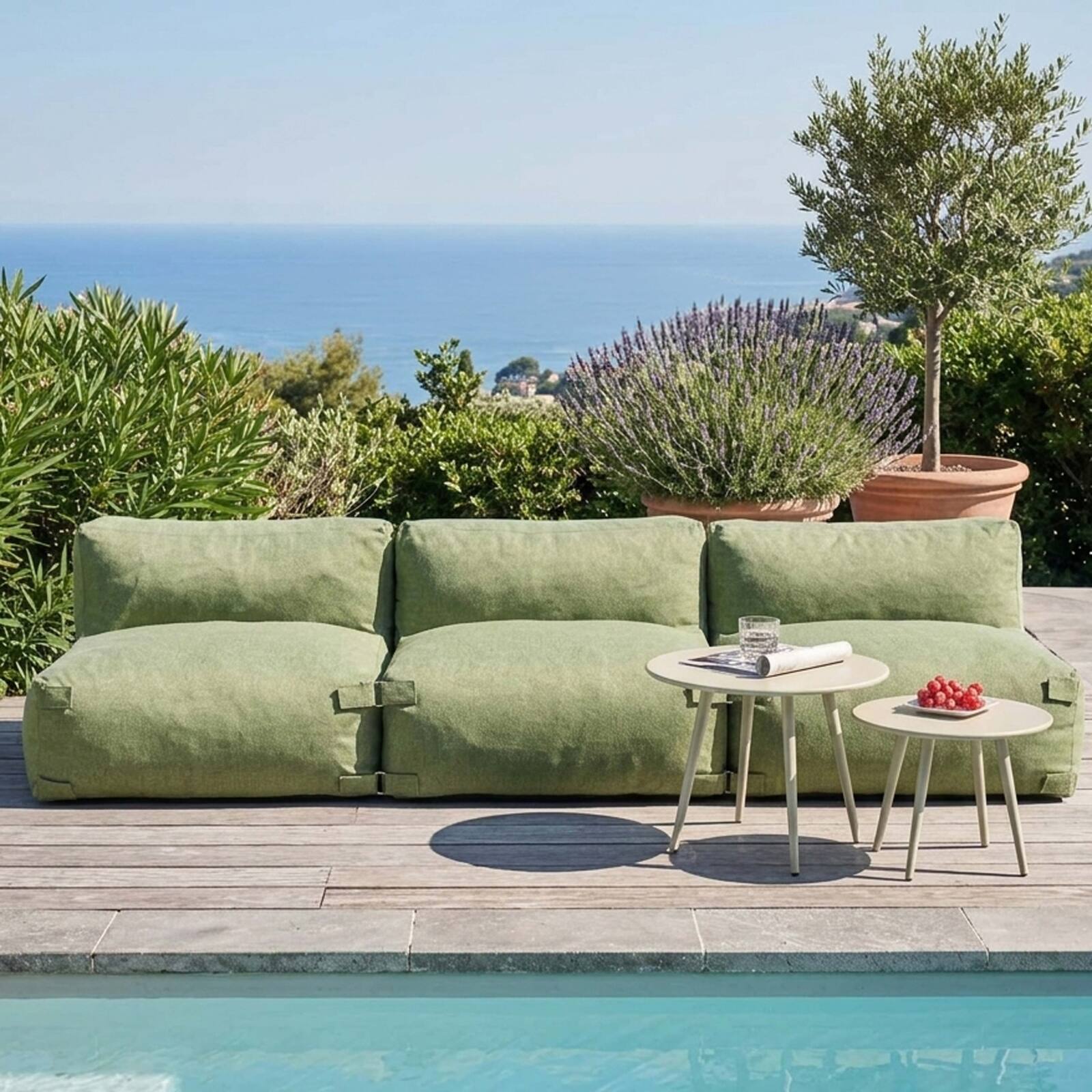 Sofá modular de exterior para 3 personas con 3 sillones