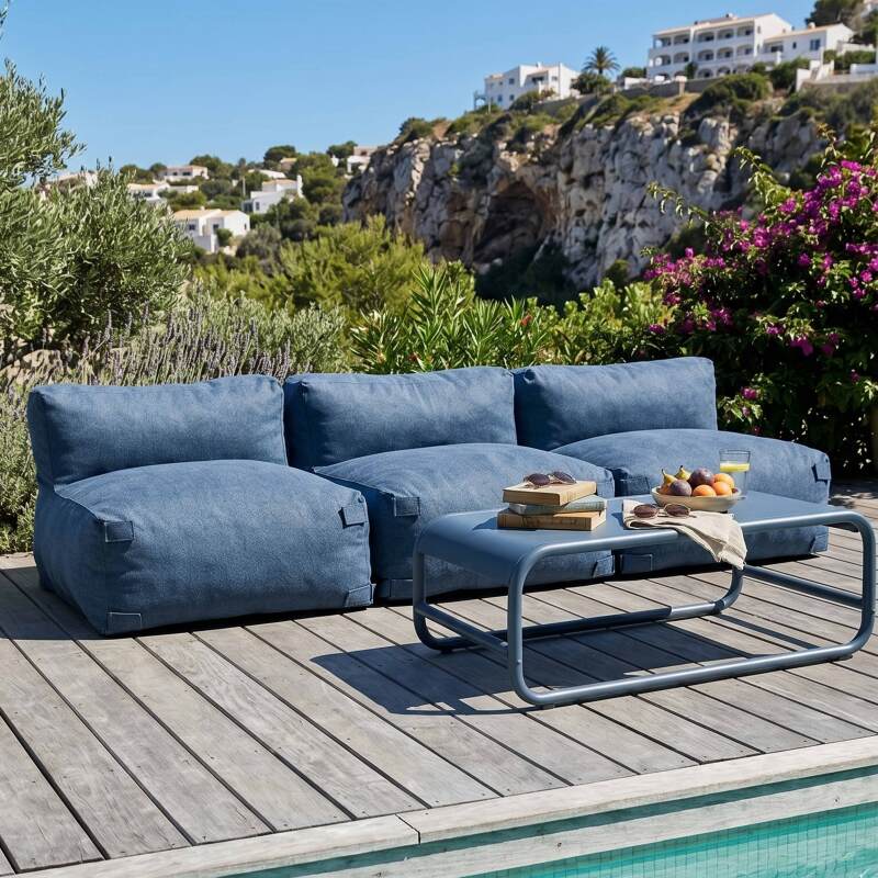 Sofá modular de exterior para 3 personas con 3 sillones