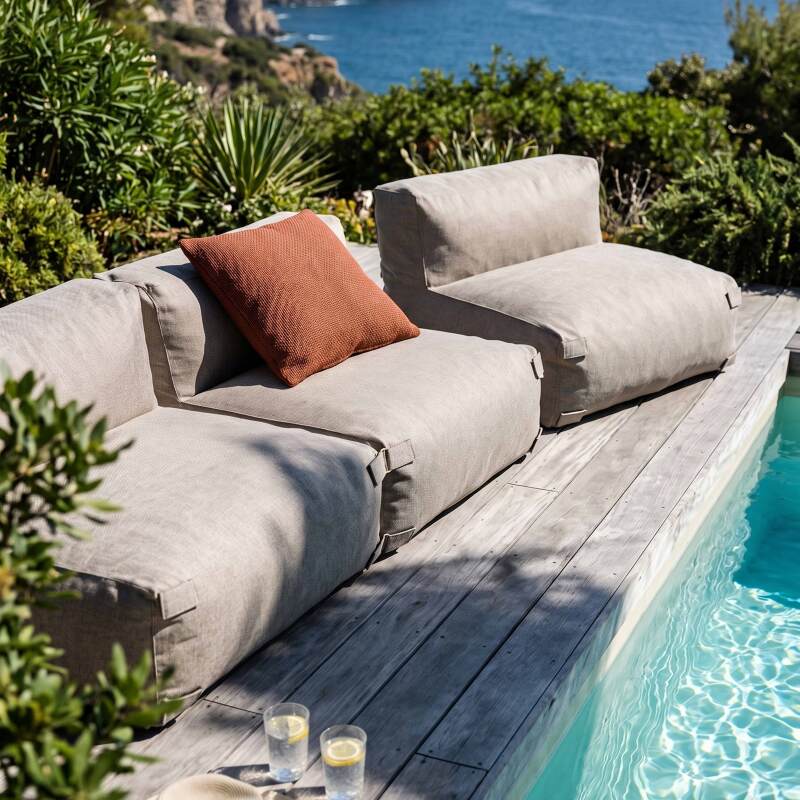 Sofá modular de exterior para 3 personas con 3 sillones